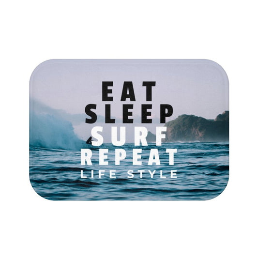 Eat, Sleep, Surf, and Repeat Bath Mat – Stylish & Functional