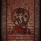 Red Ganesha Holding Lotus Flower – Batik Style Tie-Dye Tapestry