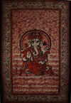 Red Ganesha Holding Lotus Flower – Batik Style Tie-Dye Tapestry