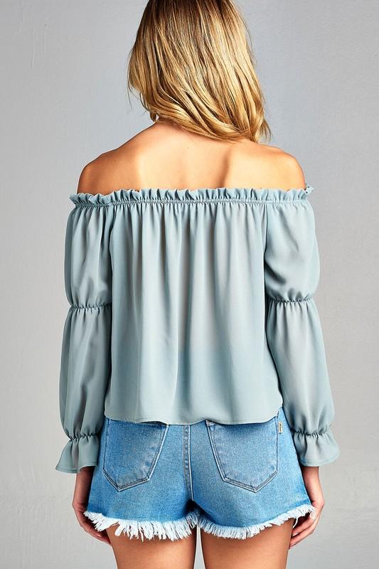 Chic Off-Shoulder Long Sleeve Top with Front Tie Detail