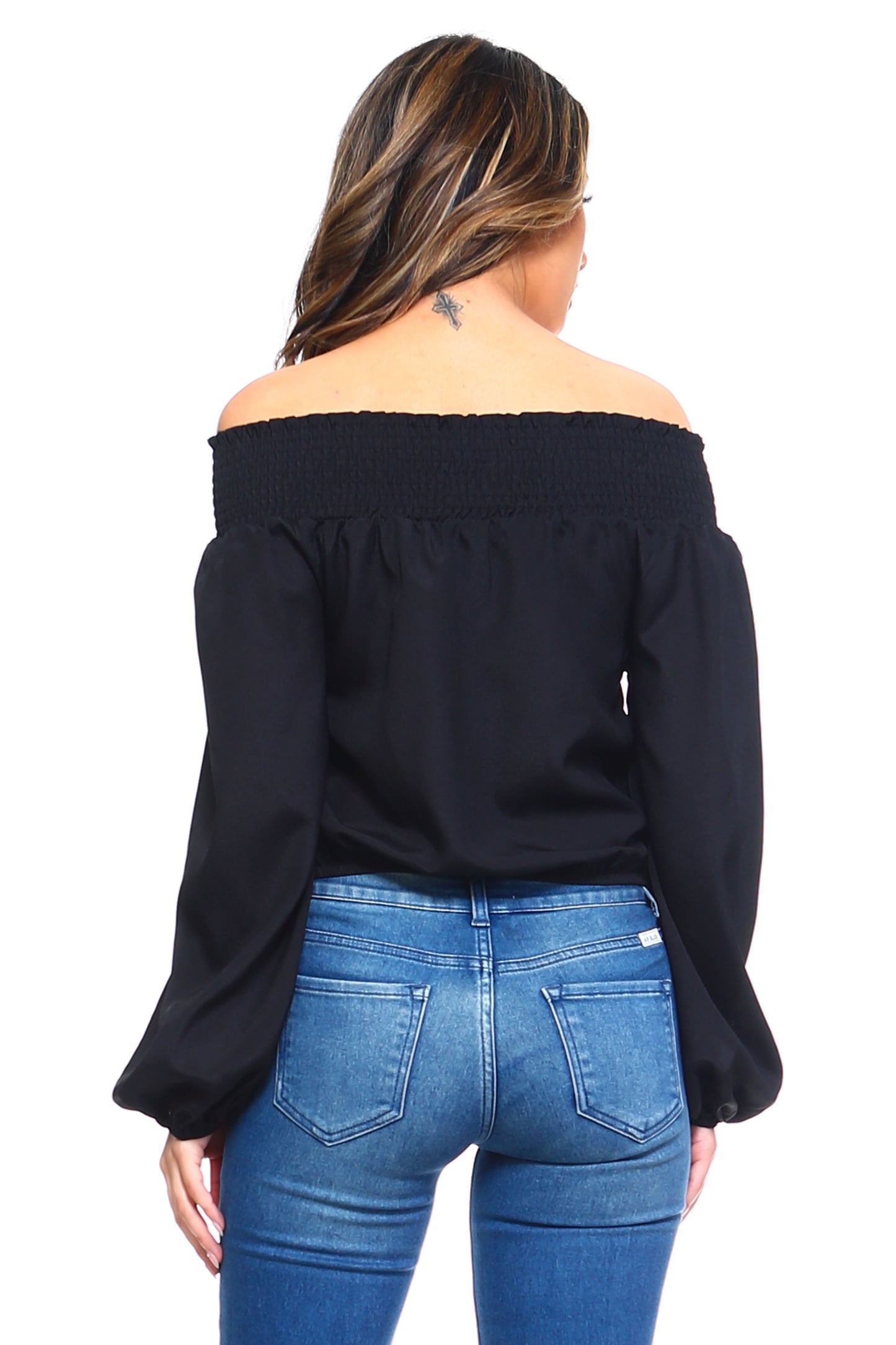 Stylish Off-Shoulder Long Sleeve Top with Lace-Up Front Detail