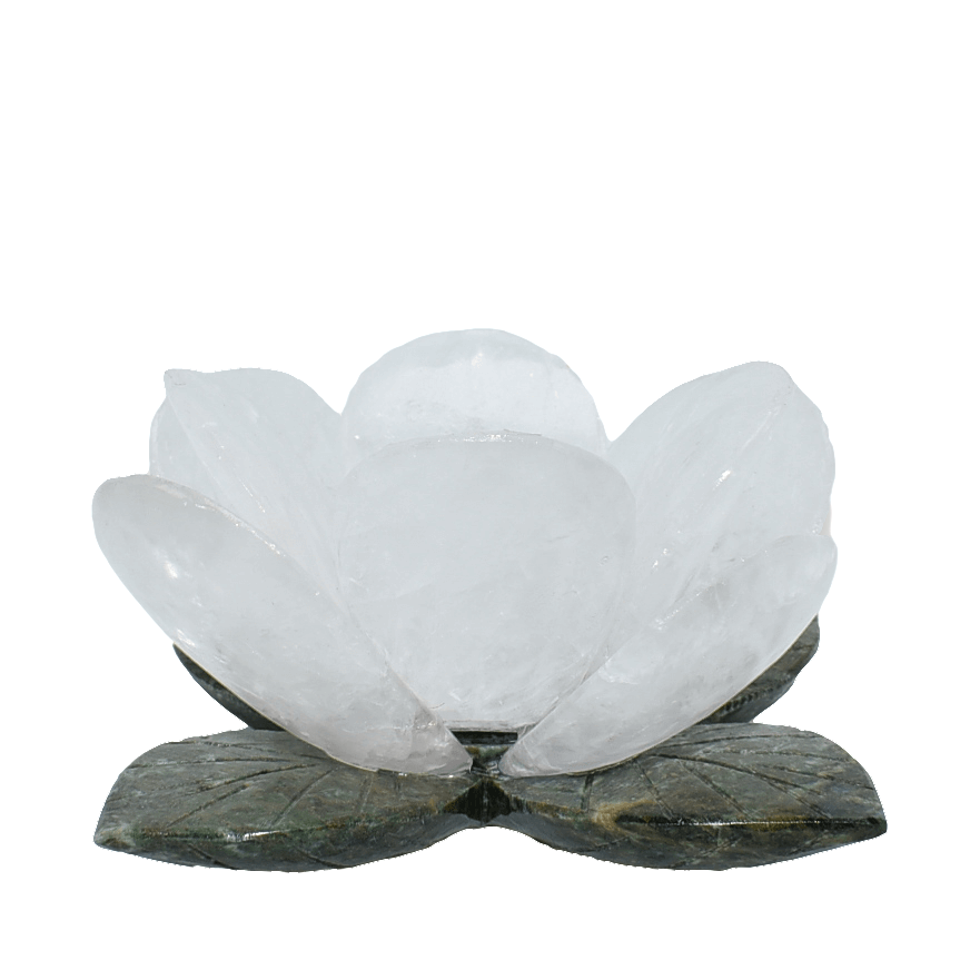 Carved Quartz Candle Holder – Delicate Flower Design