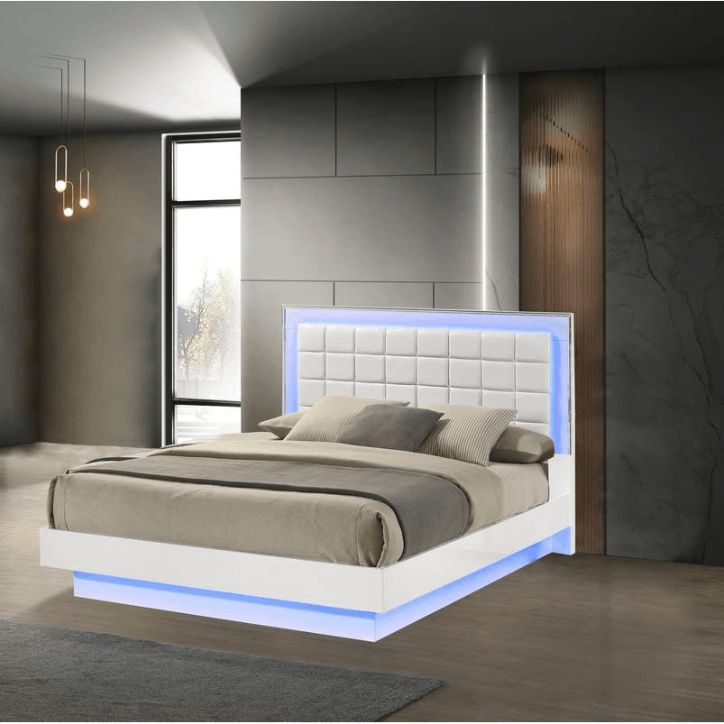 5-Piece Eastern King Size Futuristic Bedroom Set with LED Lighting