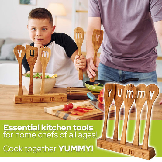 Solid Cherry Wood Utensil Set – Natural Beauty and Functionality