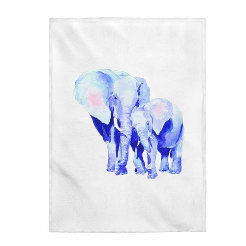 Mother and Baby Auspicious Elephant Velveteen Plush Blanket