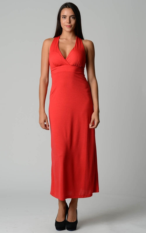 Halter Maxi Dress with Cross Back Straps