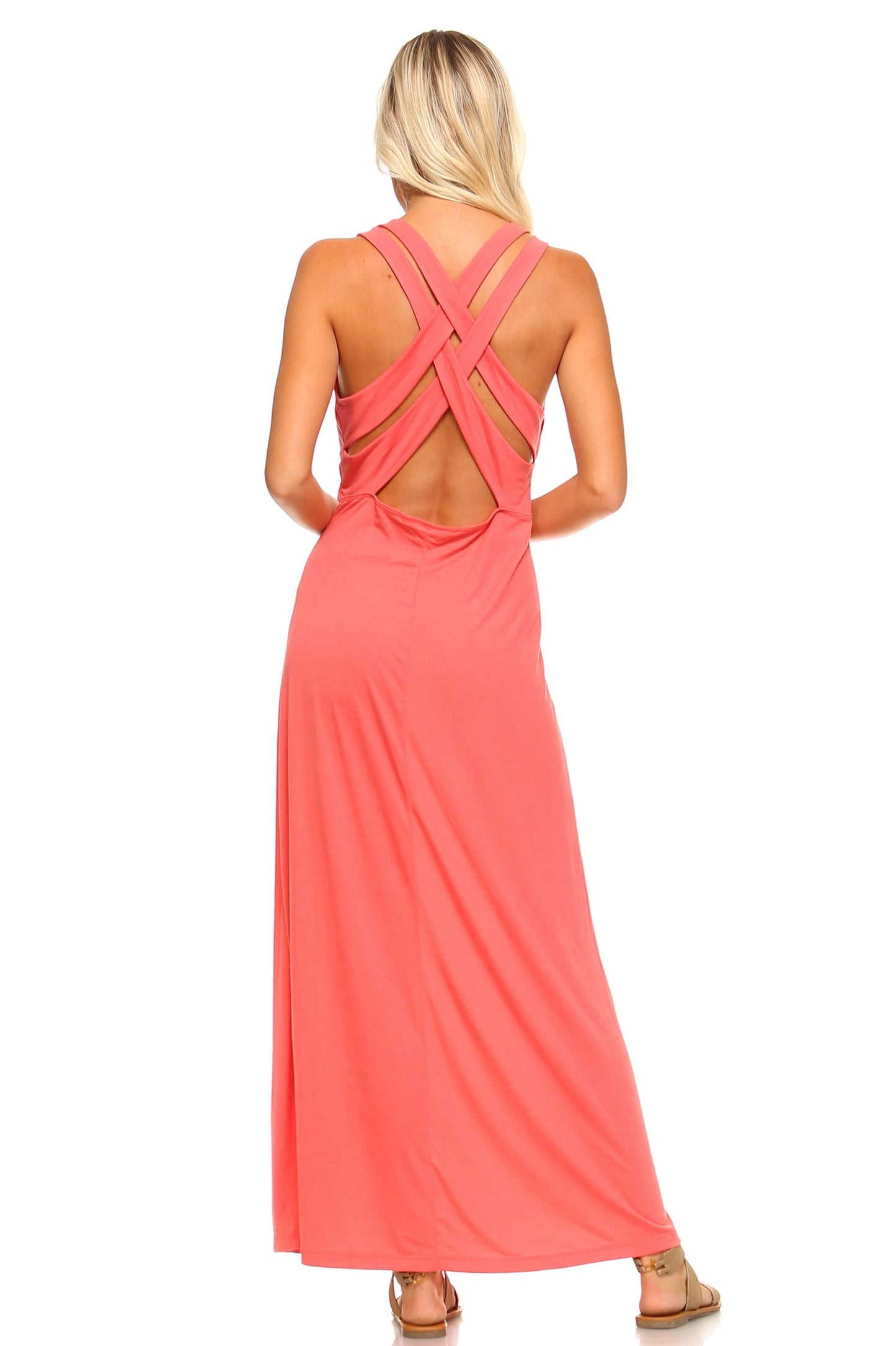 Halter Maxi Dress with Cross Back Straps