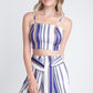 Chic Two-Piece Set with Striped Print and Front Tie Detail