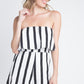 Effortless Strapless Striped Romper with Handy Pockets