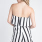 Effortless Strapless Striped Romper with Handy Pockets