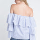 Chic Shoulder Stripe Ruffle Long Sleeve Top