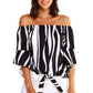 Stylish Off-Shoulder Striped Top with Front Tie Detail