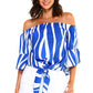 Stylish Off-Shoulder Striped Top with Front Tie Detail