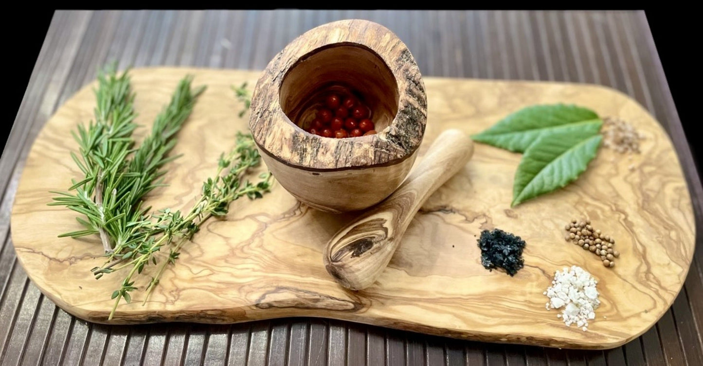 Olive Wood Mortar & Pestle – Timeless Craftsmanship for Your Kitchen