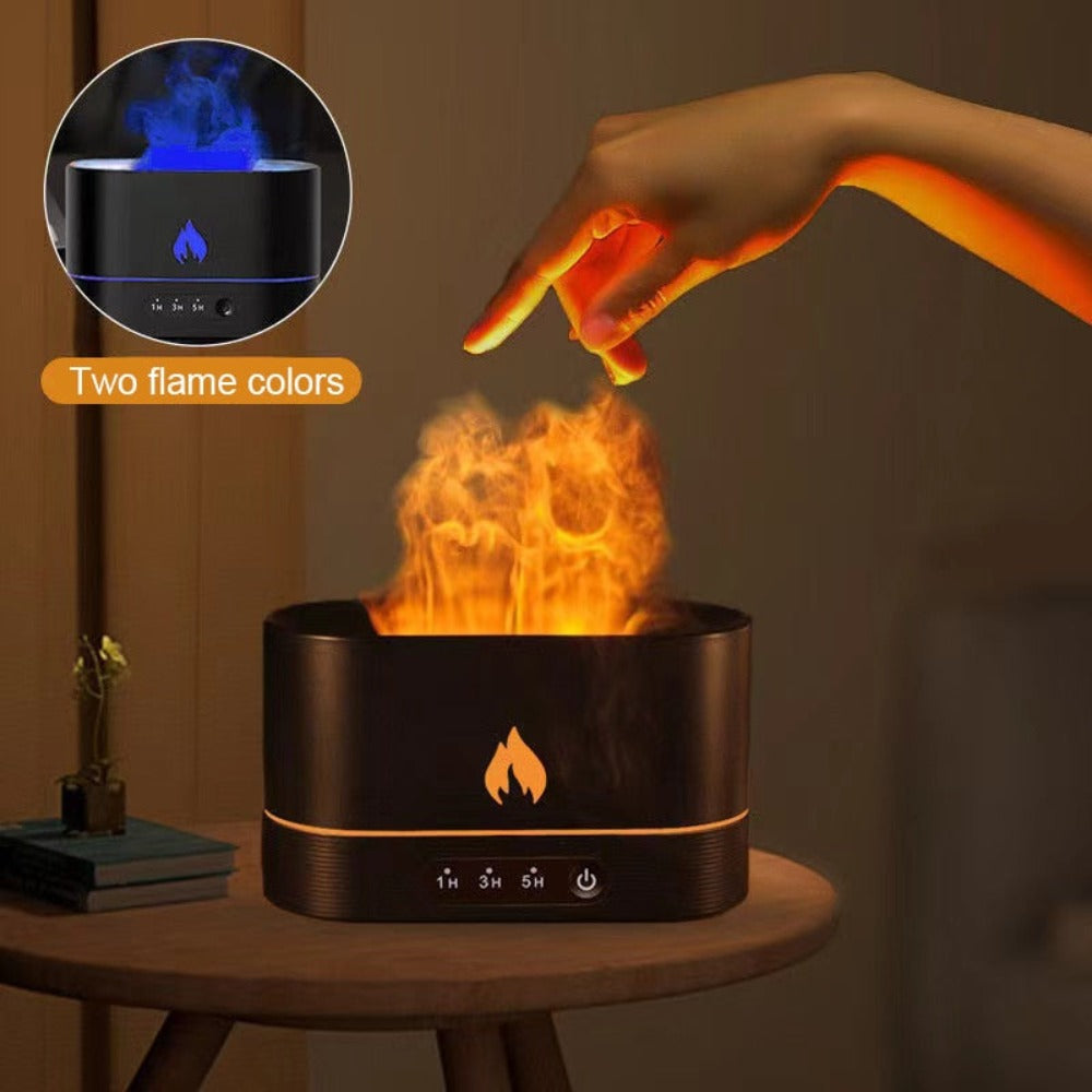 Flame Effect Essential Oil Diffuser – Soothing Aromatherapy & Humidifier with Night Light