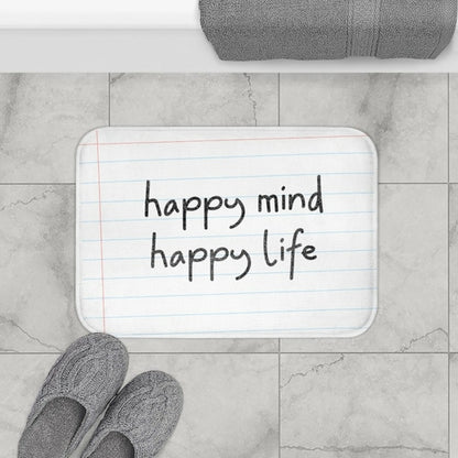 Happy Mind, Happy Life Pencil Font Bath Mat