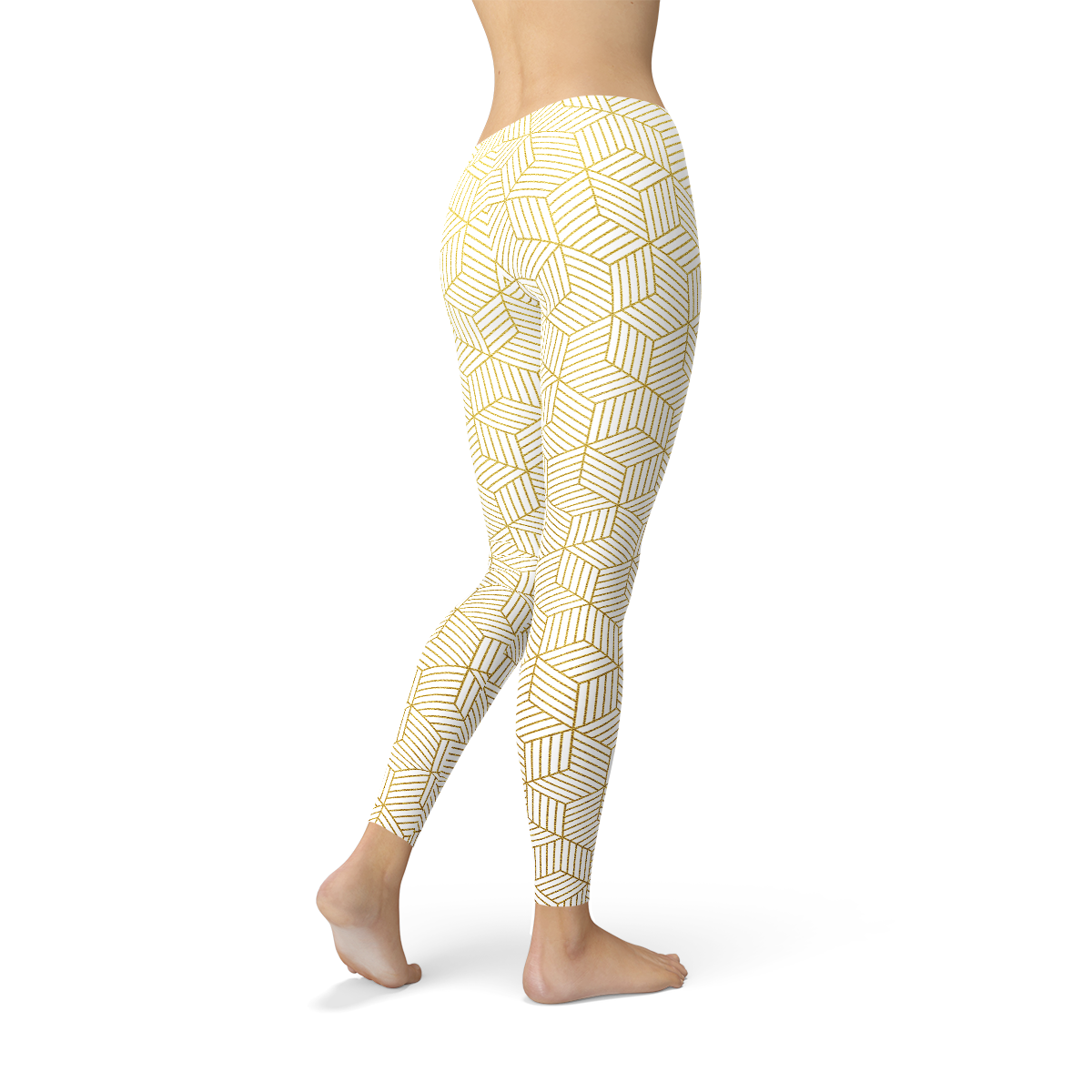 White Geometric Cube Leggings – Style Meets Performance