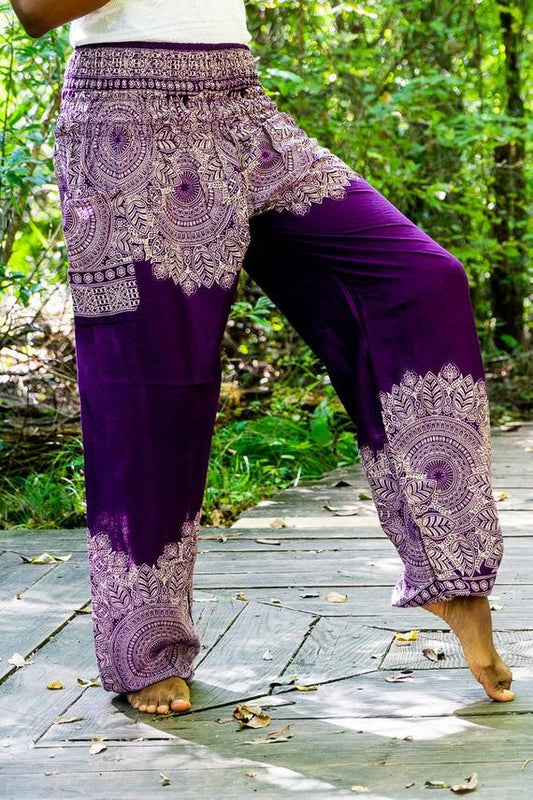 Purple Floral Boho Women’s Harem Pants – Hippie Yoga Pants