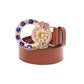 Marquis Belt – Brown Full Grain Leather with Zirconia Detailing